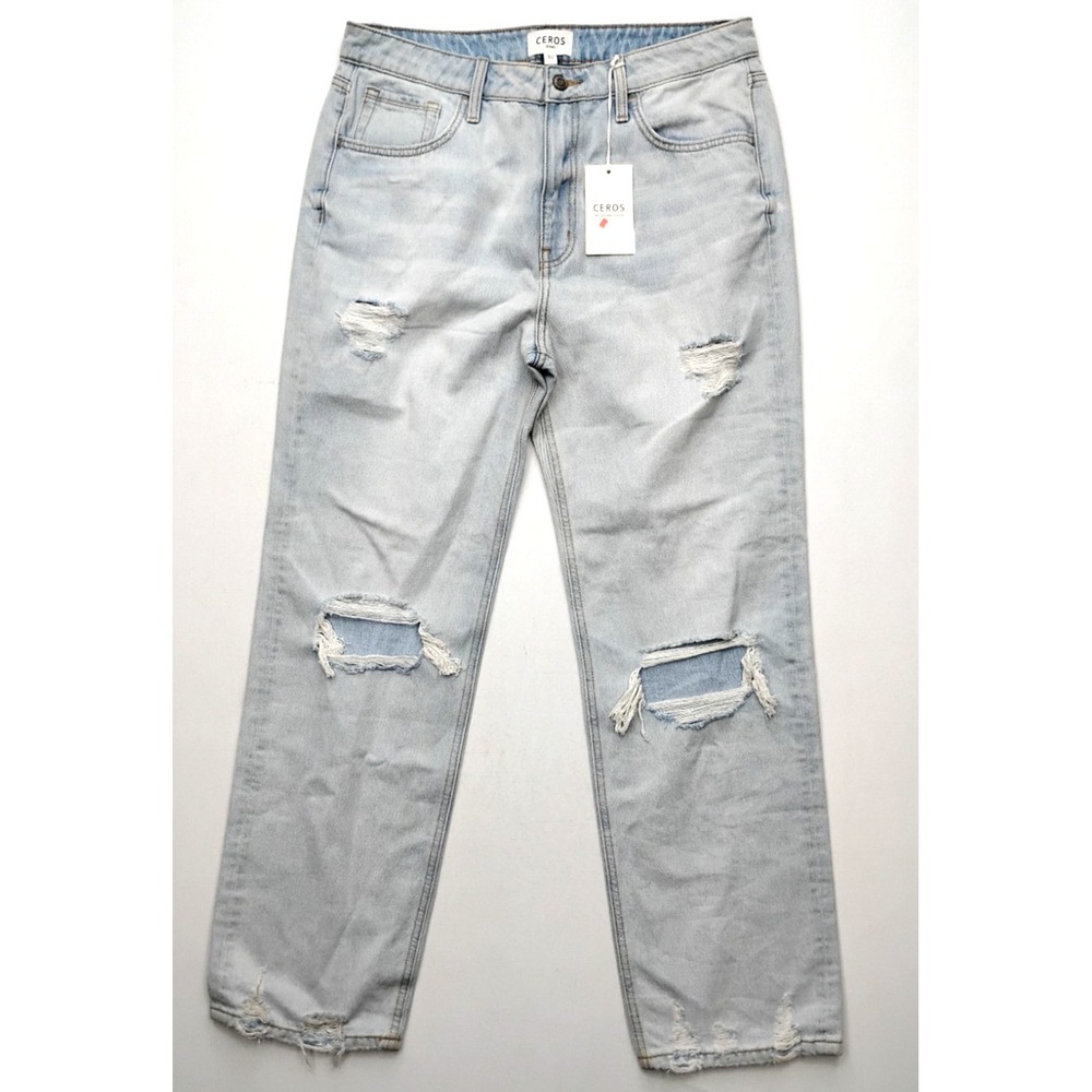 Ceros Jeans Women's 90s Vintage Dad Jeans Light Wash Tapered Size 32